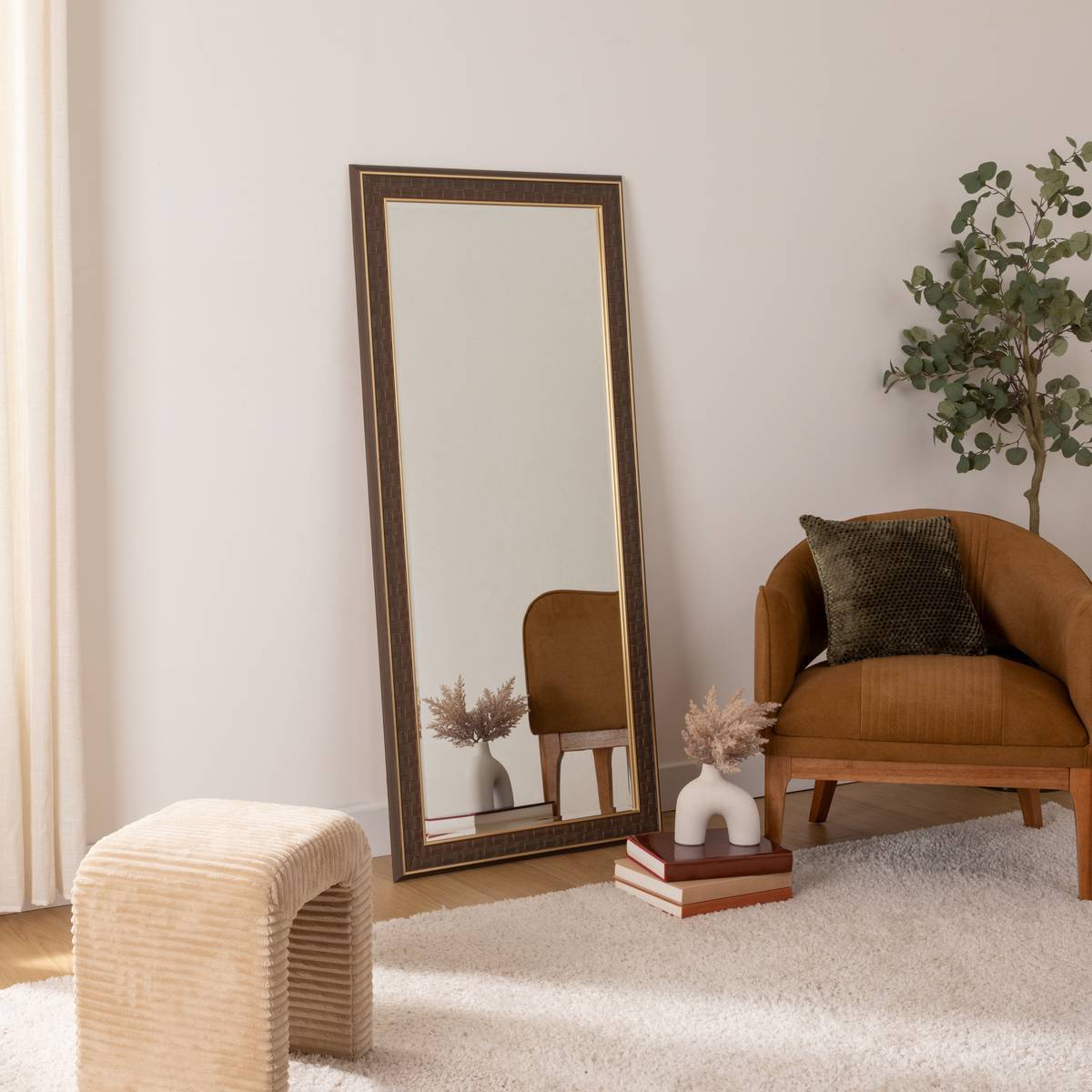 Miroir mural Anke marron 160x74cm