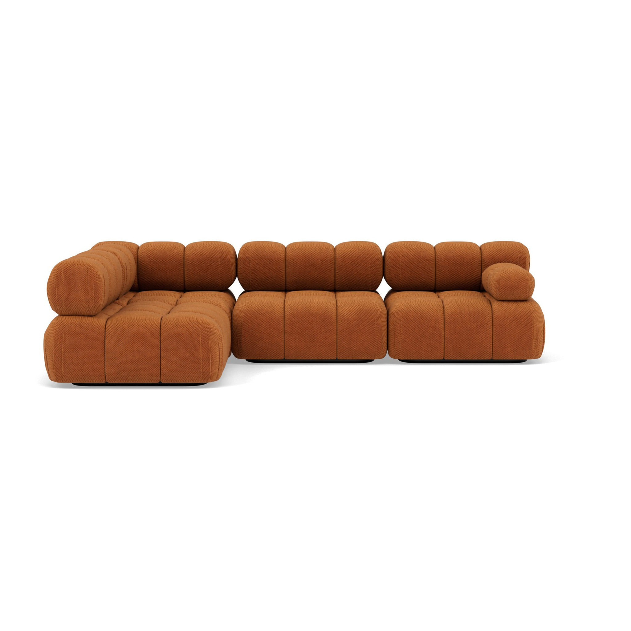 Ruby - canapé modulable d'angle gauche 5 places en velours texturé - Terracotta