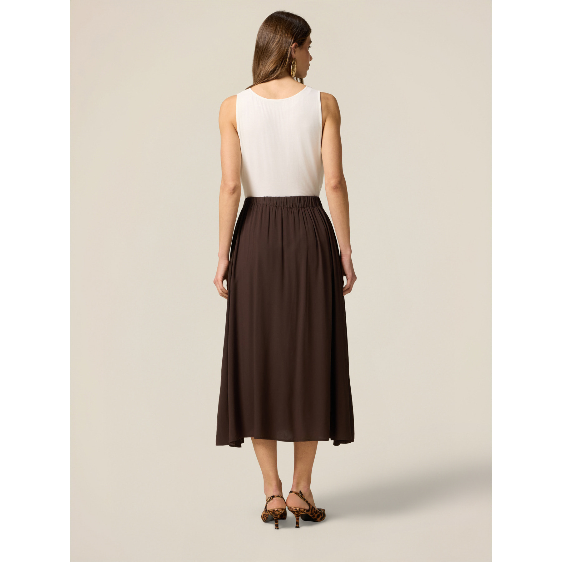 Oltre - Falda línea A de viscosa - Marrón