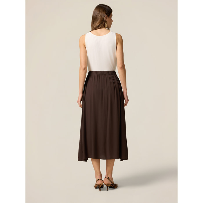Oltre - Falda línea A de viscosa - Marrón
