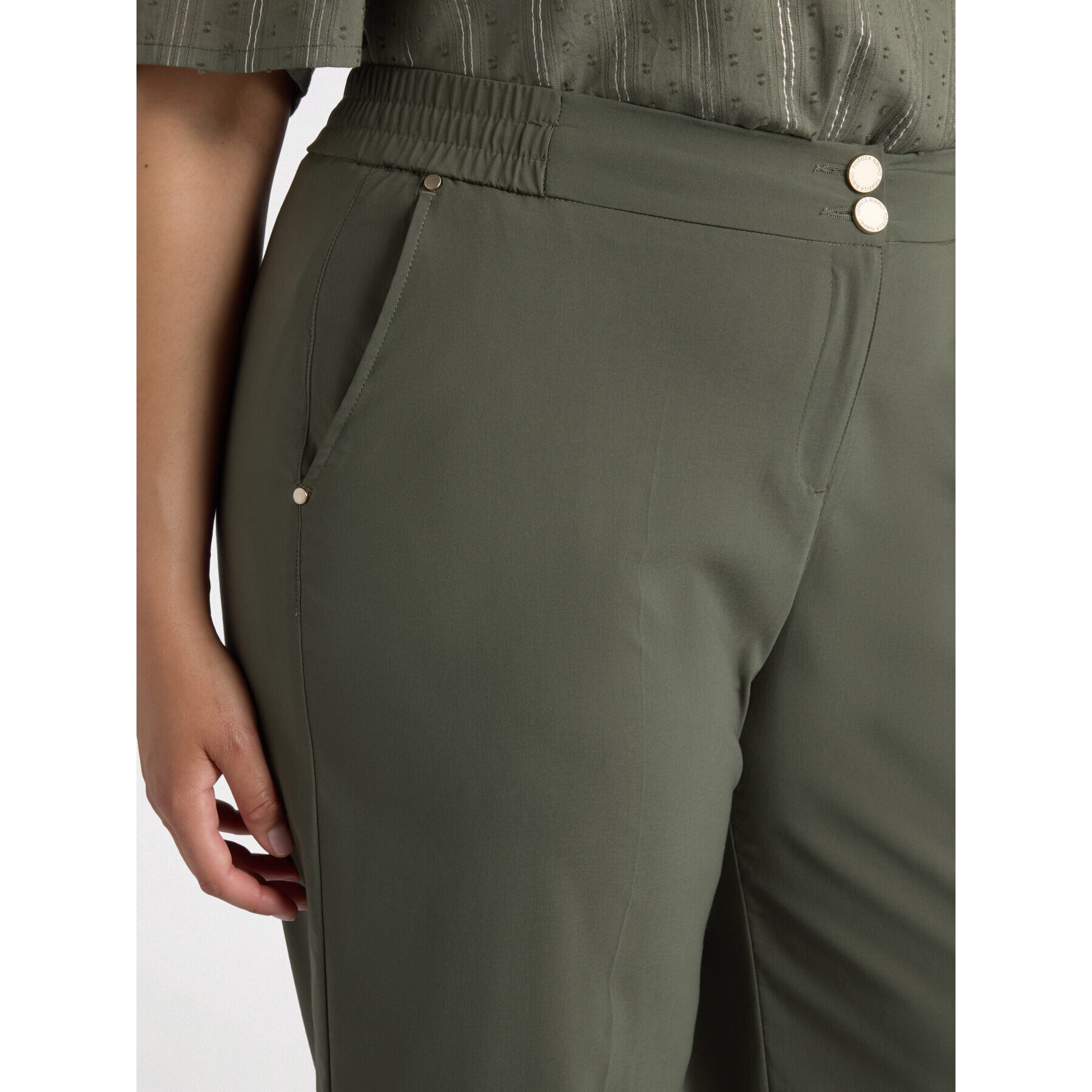 Fiorella Rubino - Pantaloni cropped leggeri - Verde militare