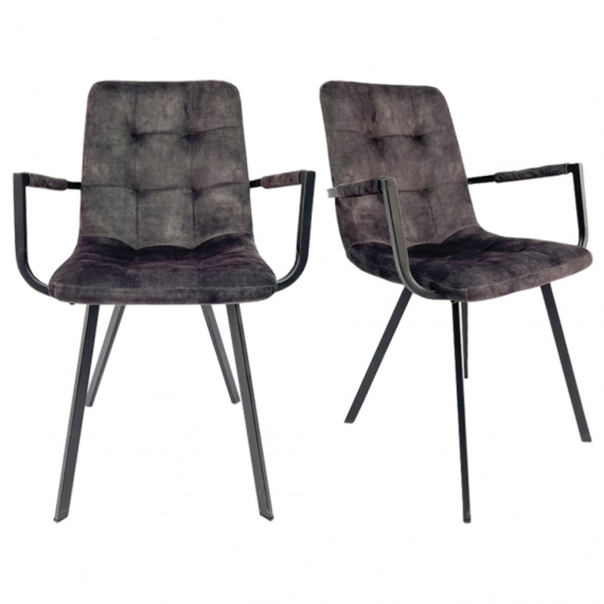 Fauteuil capitonné en velours avec accoudoirs - HERBY