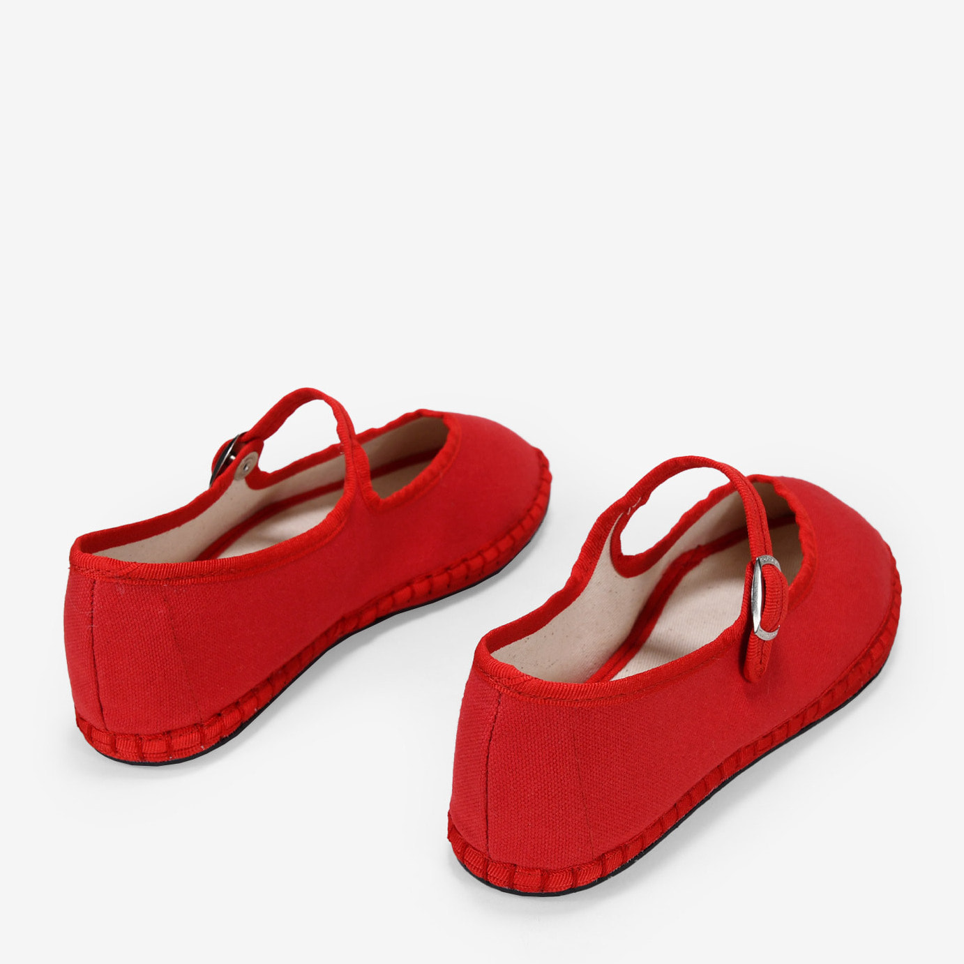 Bailarinas rojas en canvas con tira al empeine