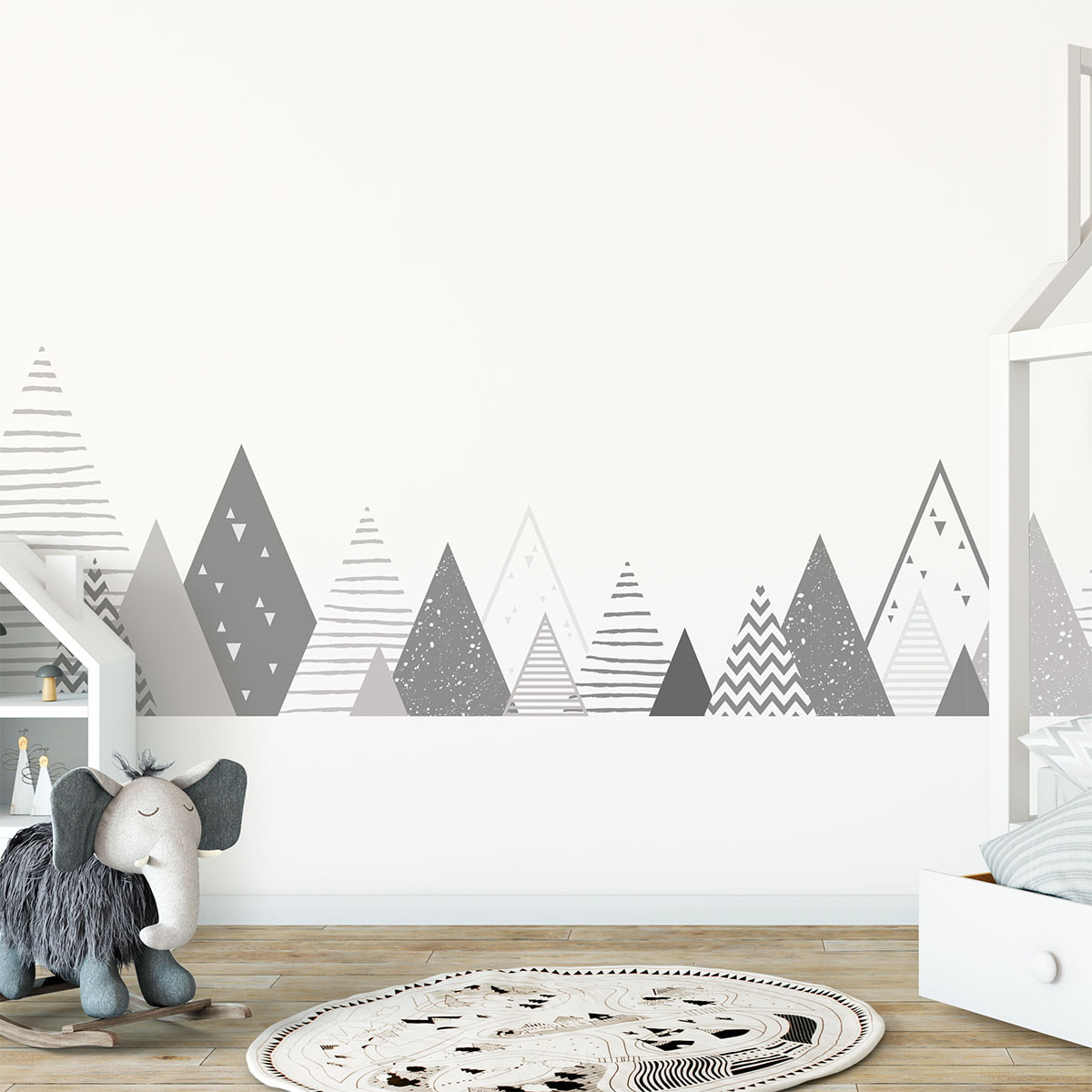 Stickers muraux enfants - Décoration chambre bébé - Autocollant Sticker mural géant enfant montagnes scandinaves GRISHKA