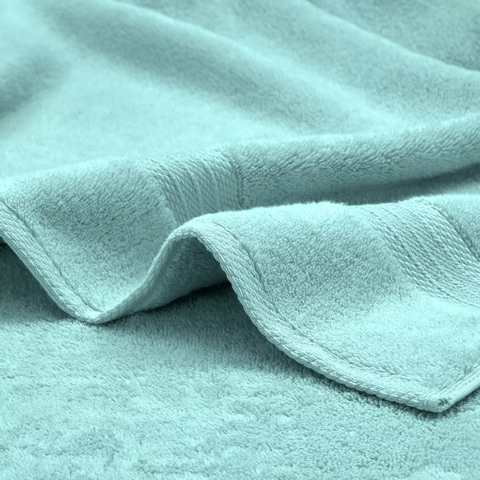 Serviette invites pur coton 550 g/m² uni bleu Elea curacao