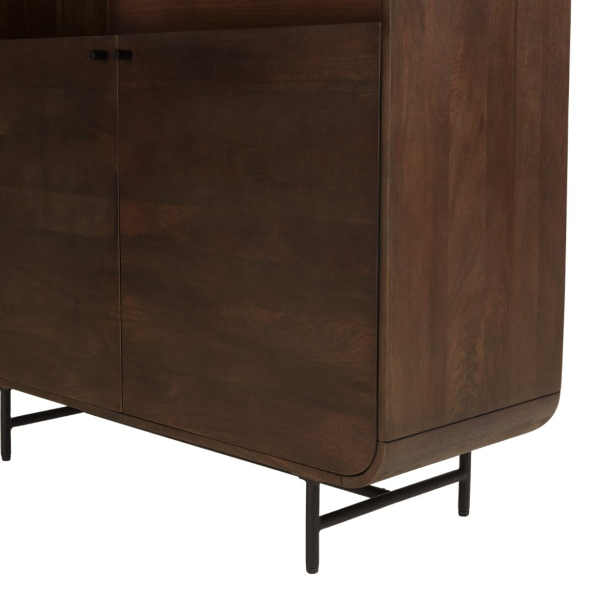 ALIX - Enfilade haute design bois foncé et métal noir 2 portes ALIX