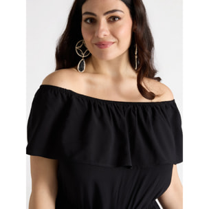 Fiorella Rubino - Mono de viscosa LENZING™ ECOVERO™ con volante - Negro