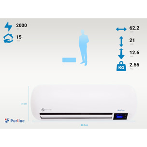Calefactor split cerámico 2000 W con mando a distancia y temporizador HOTI M70 PURLINE
