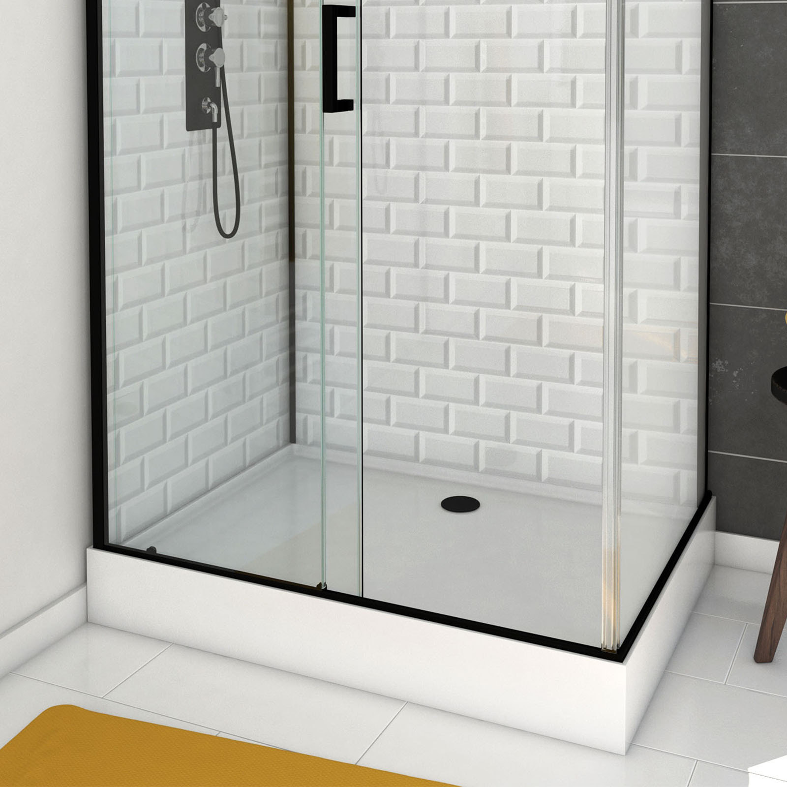 Cabine de douche rectangle 80x110x230cm à motif carreaux de métro - UNDERGROUND RECTANGLE 110