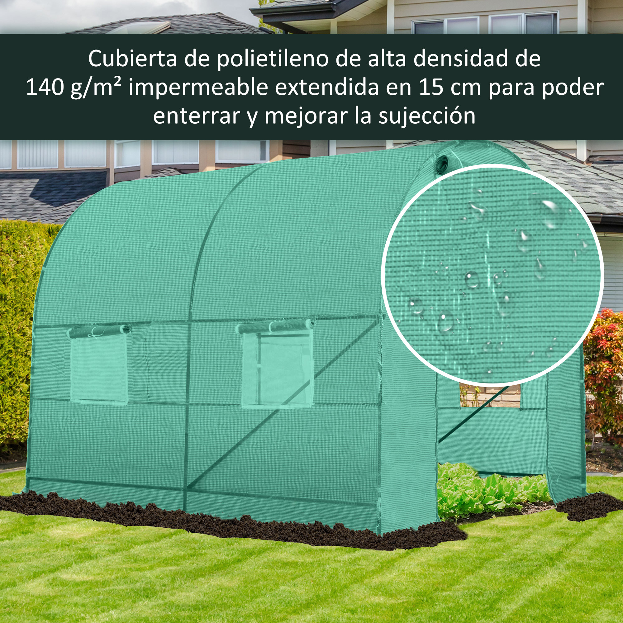 Invernadero para Cultivo de Acero Polietileno PE 2,5x2x2m