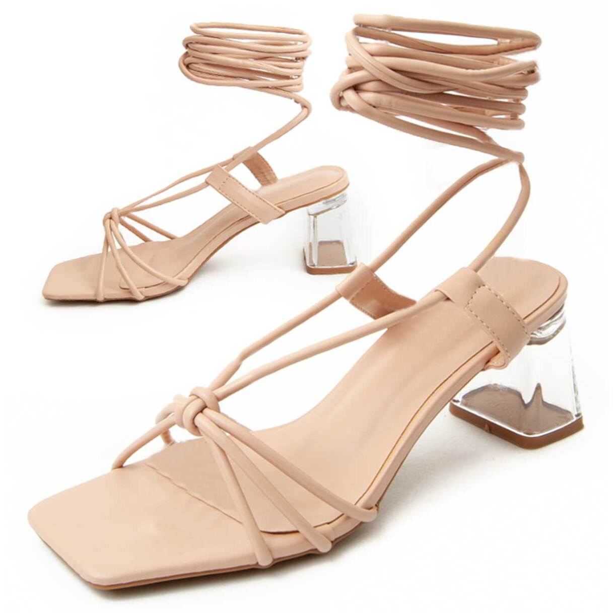 Sandalia de tacón - Beige - Altura: 6 cm