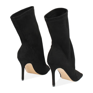 Tronchetti donna neri in microfibra, tacco 9,5 cm