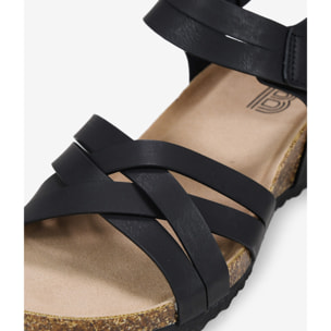 Sandalias negras con cuña de corcho