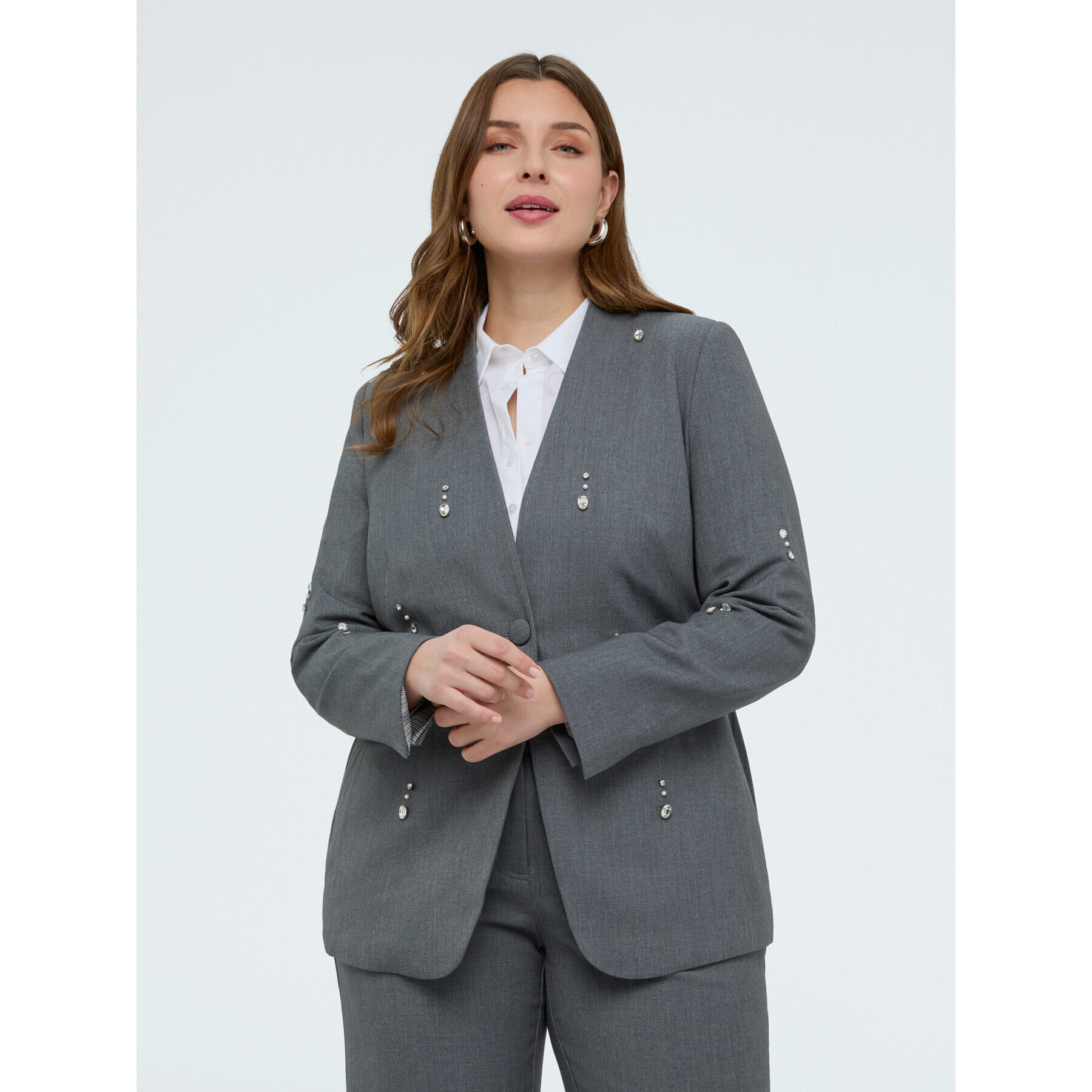 Fiorella Rubino - Blazer con dettagli brillanti - Grigio