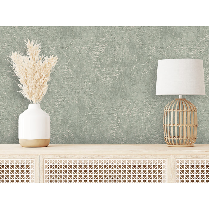 Papier peint effet peau serpent vert sauge