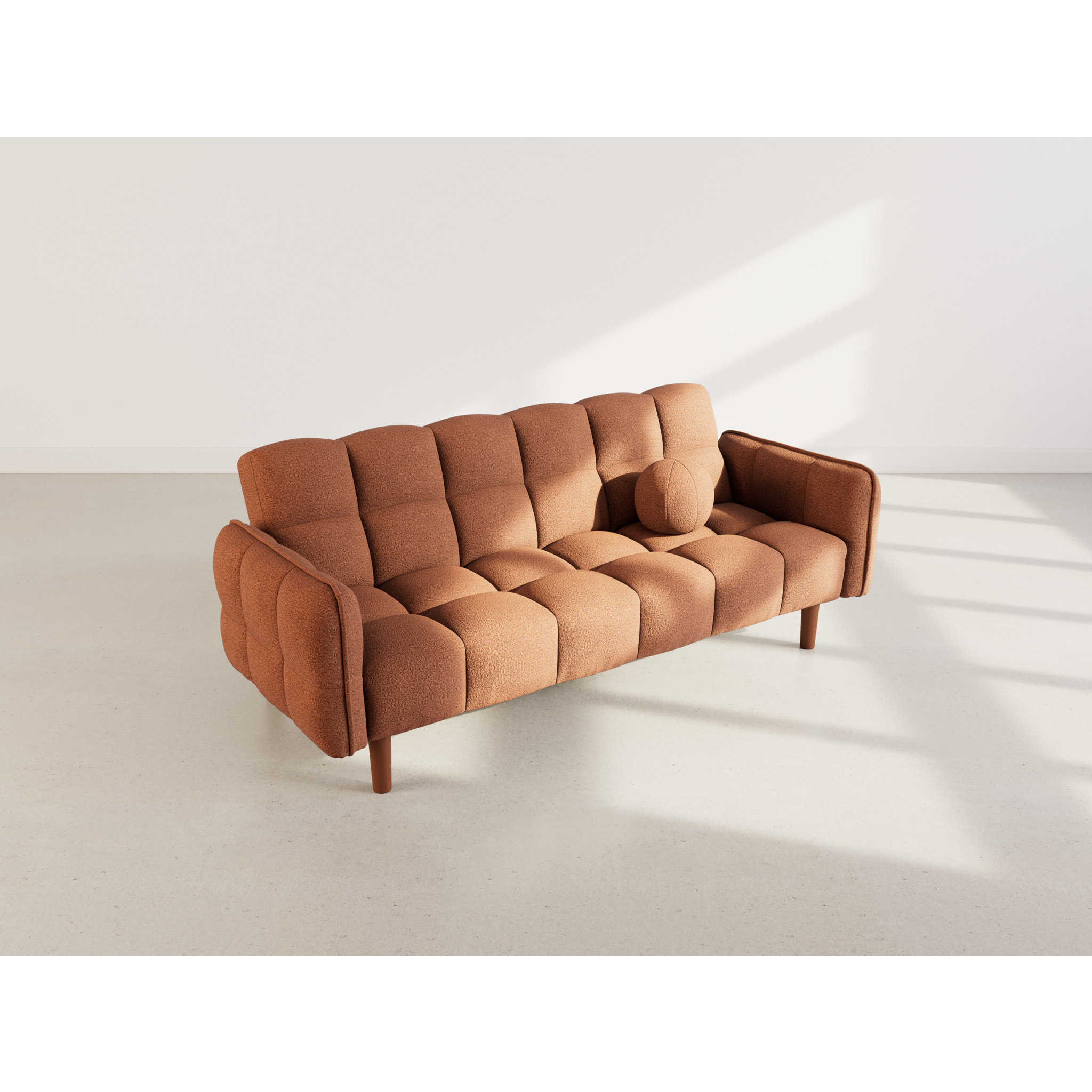 Adam - Canapé convertible clic-clac 2 places en tissu texturé - Terracotta