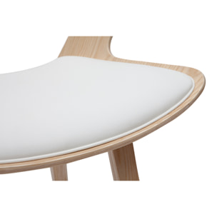 Tabouret de bar design blanc et bois clair H65 cm SYRAH