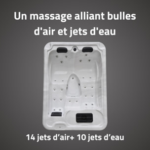 Bestway Spa acrylique rectangulaire 3 personnes 10 jets eau 14 jets air
