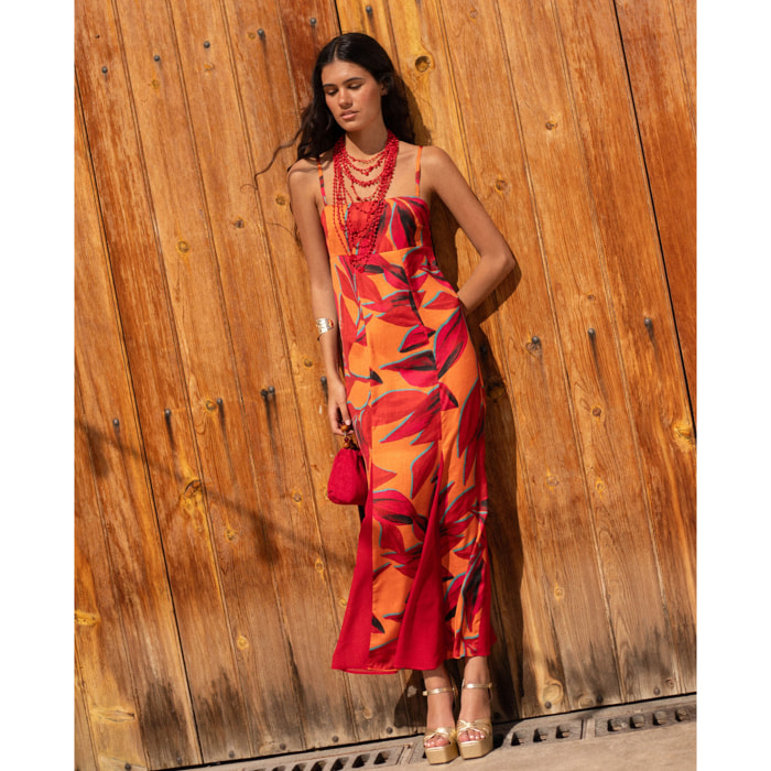 Vestido largo estampado floral de tirantes