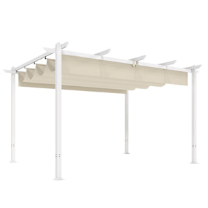 Pergola toit rétractable toile coulissante magnétique aluminium beige