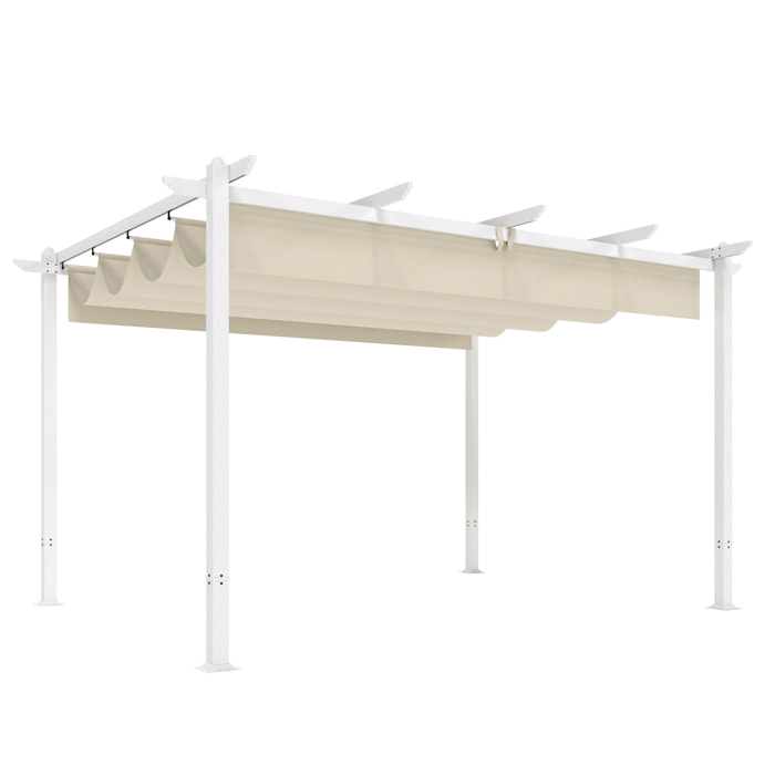 Pergola toit rétractable toile coulissante magnétique aluminium beige