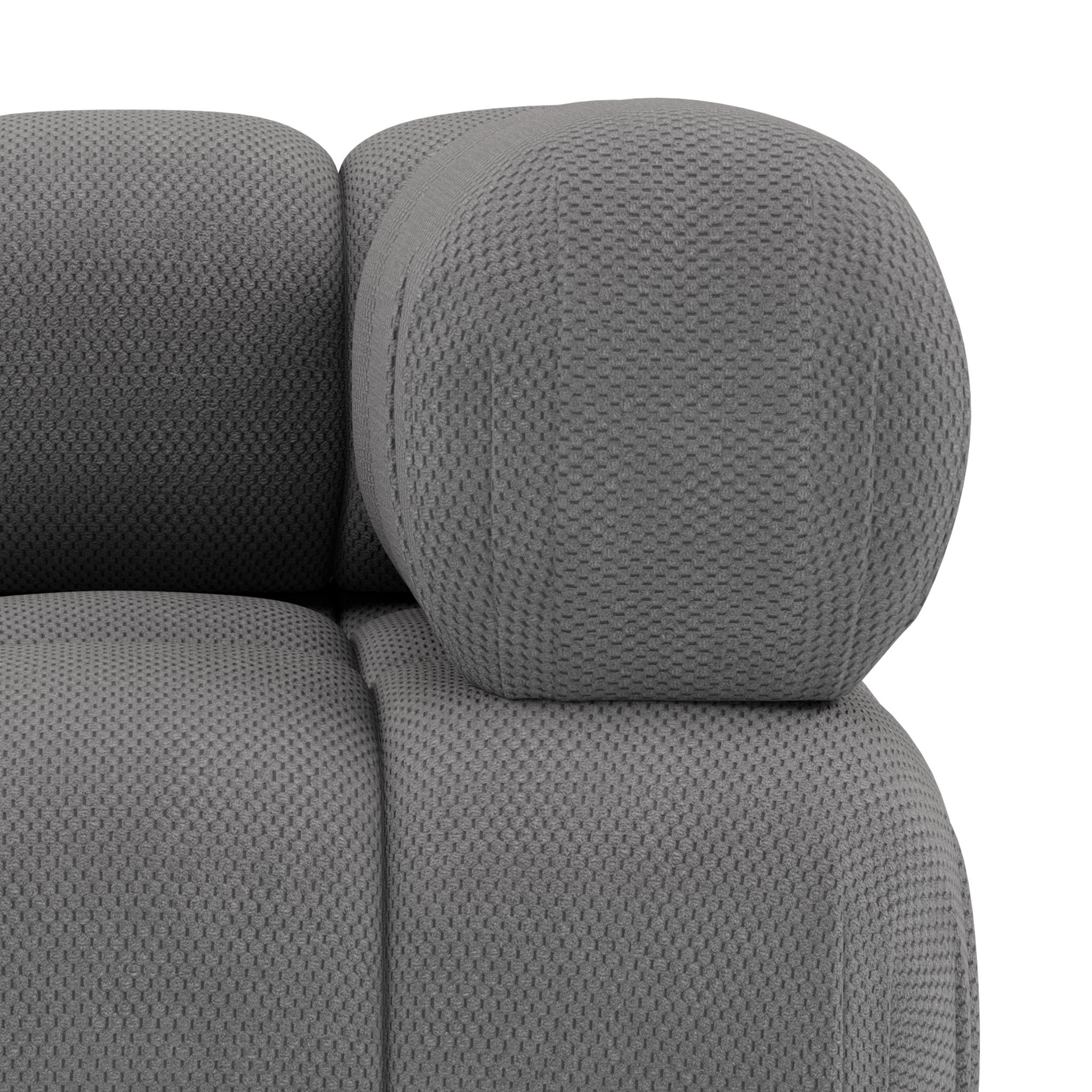 Ruby - module d'assise d'angle droit en velours texturé - Gris