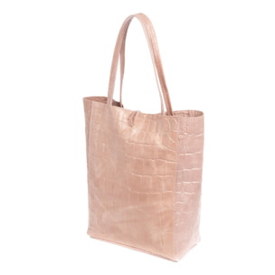 Sefora Bolso Shopper Mujer.Piel auténtica Gamuza Grabado Cocodrilo Grande