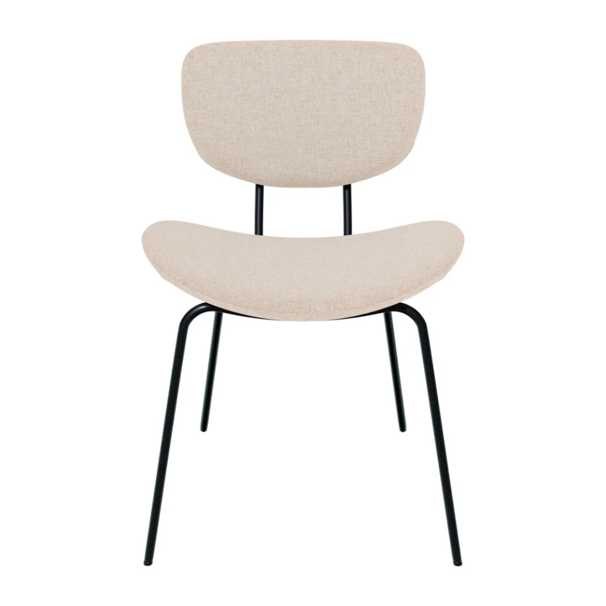 Lot de 2 chaises en tissu beige et pieds en métal noir - Verner