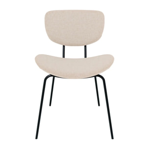 Lot de 2 chaises en tissu beige et pieds en métal noir - Verner
