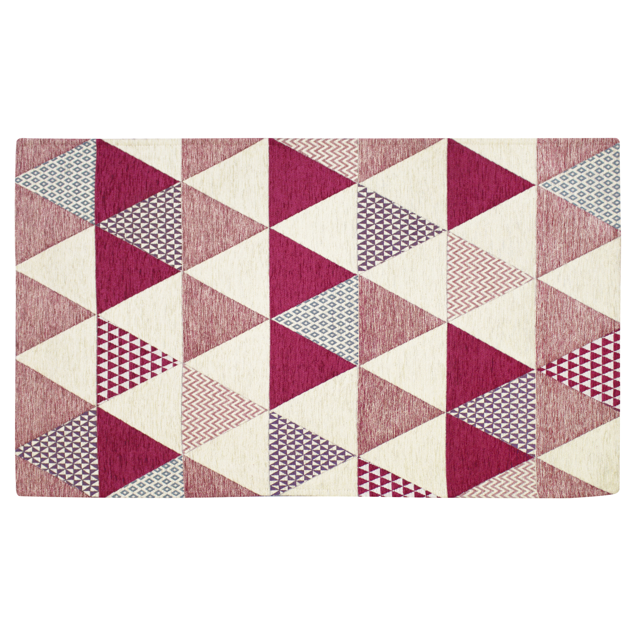 TAPPETO ARREDO TRIANGOLI FUCSIA 65X220 CM CON ANTISCIVOLO