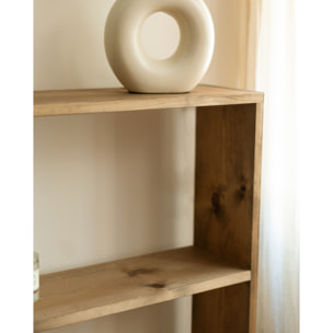 Estantería de madera maciza tono roble oscuro con 2 estantes Alto: 110 Largo: 80 Ancho: 20