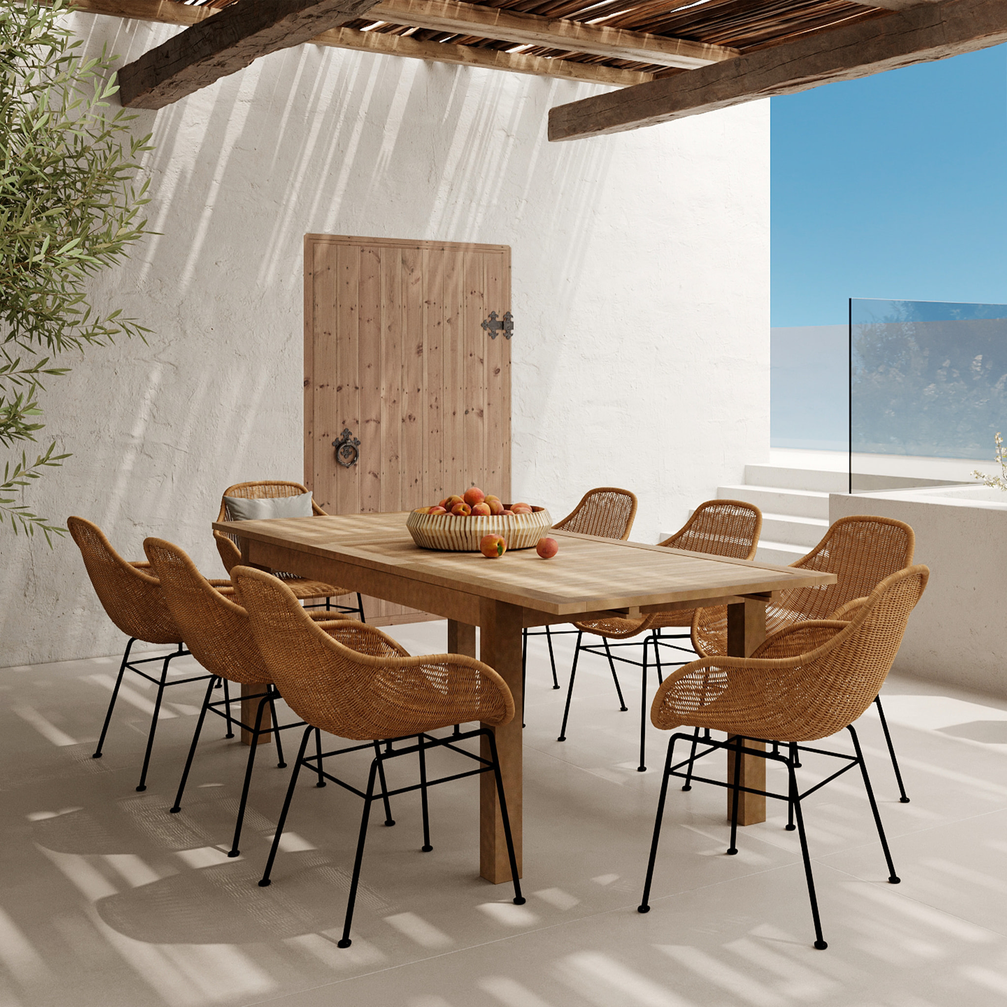 Lot de 2 chaises en résine tressée naturelle - Carmela