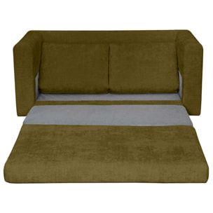 Marilia - Canapé 2 places convertible déplimousse en velours texturé - Vert Olive
