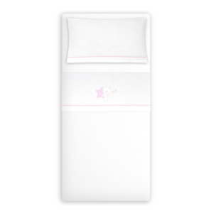 Triptico Cuna Franela Osito Sentado Bco/Rosa