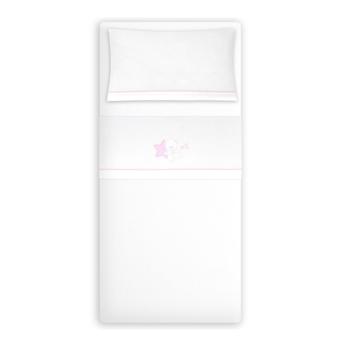 Triptico Cuna Franela Osito Sentado Bco/Rosa