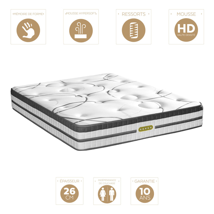 Matelas CONCORDE | 2 Places | Ressorts Ensachés - 26cm