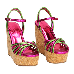 Zeppe fucsia in laminato