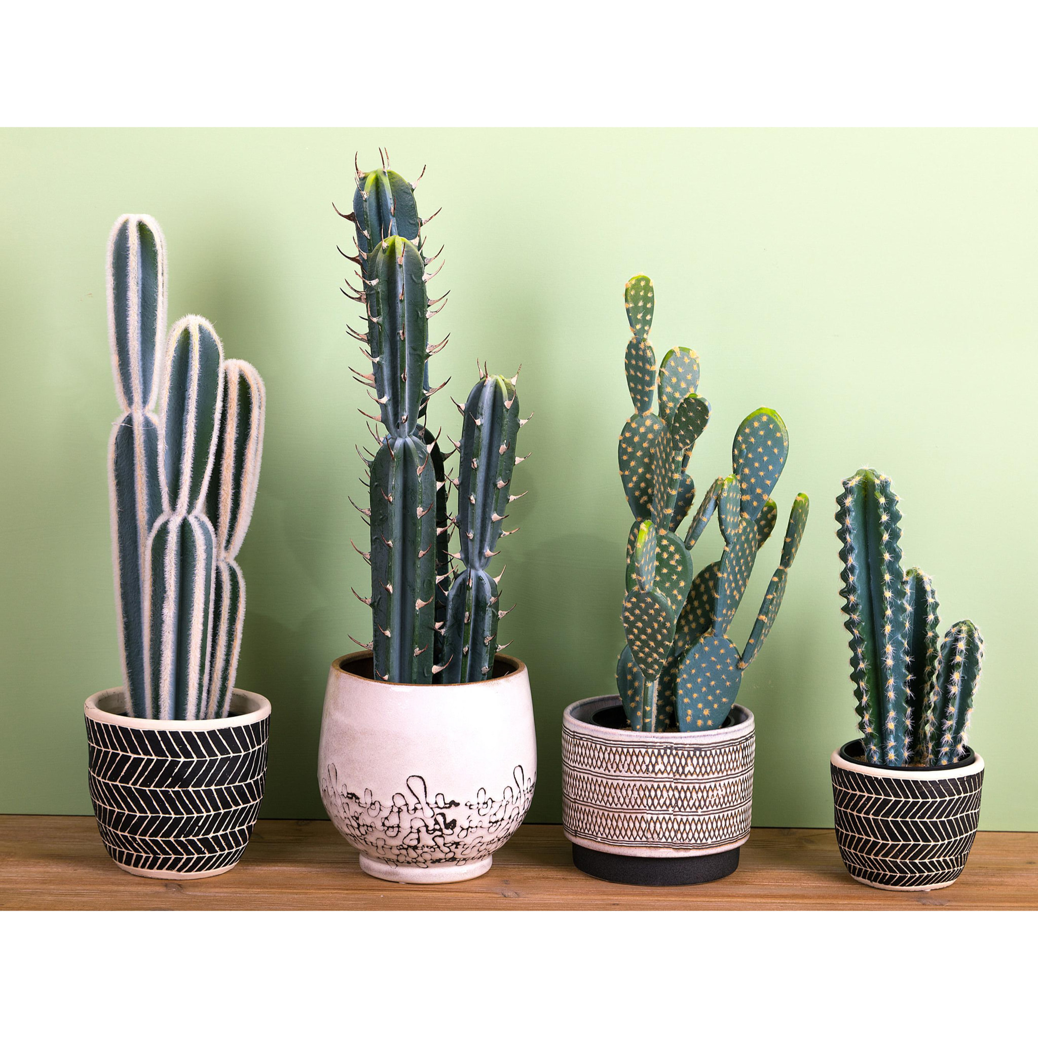 Cactus Echinopsi Con Vaso. Altezza 37 Cm - Pezzi 1 - 12X37X12cm - Colore: Rosa - Bianchi Dino - Piante Artificiali