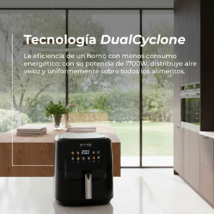 Freidora sin aceite EVVO Tasty Fryer Advance 6L, capacidad 6 l, hasta 200ºC, 1700W, panel táctil, doble resistencia