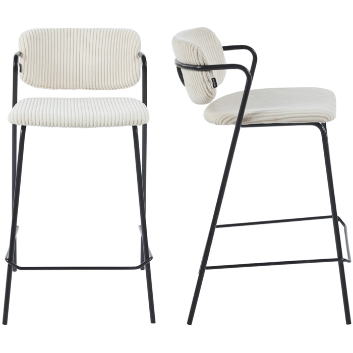 Lot de 2 tabourets de bar en velours côtelé - JONES