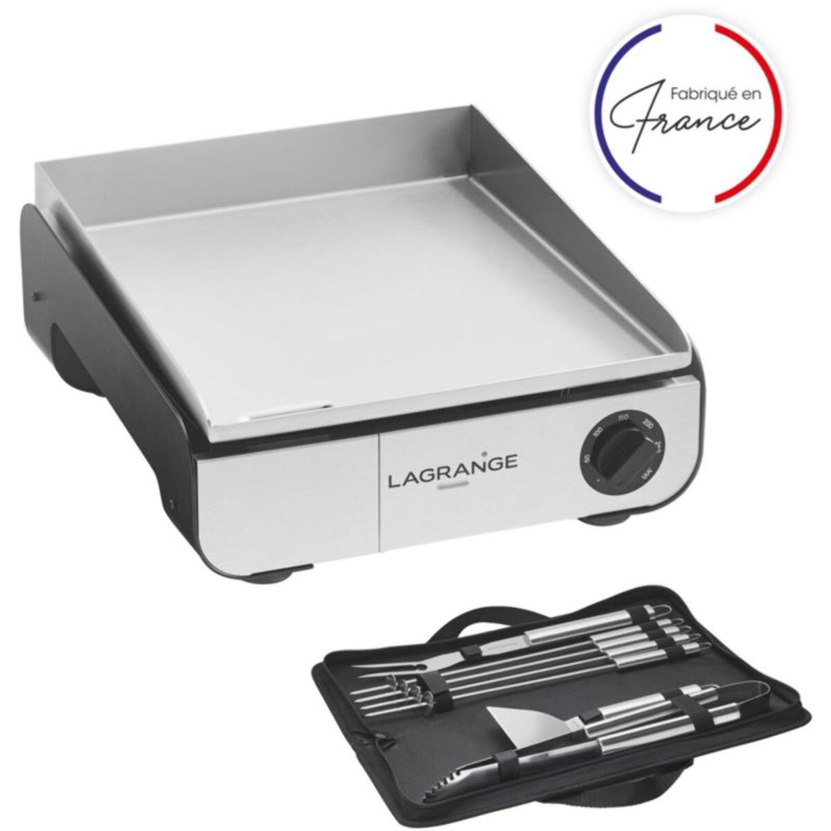 Plancha électrique LAGRANGE Pro 35S noir à poser, 40x35 cm + kit d'accessoires