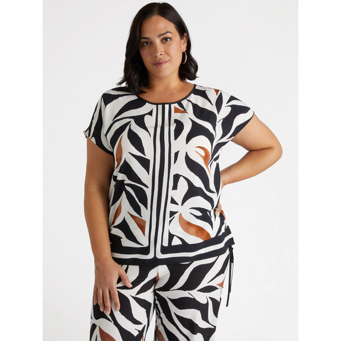 Fiorella Rubino - Blusa con estampado de follaje - Negro
