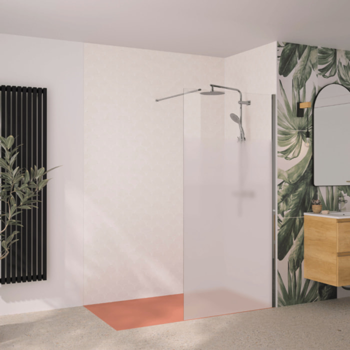 Paroi de douche KINEDO Solo 6+ sérigraphie Cosmos XL 140cm profilé Chromé