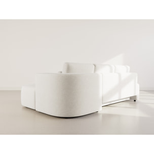 Mahina - canapé d'angle droit 4 places convertible avec coffre en tissu texturé - Beige