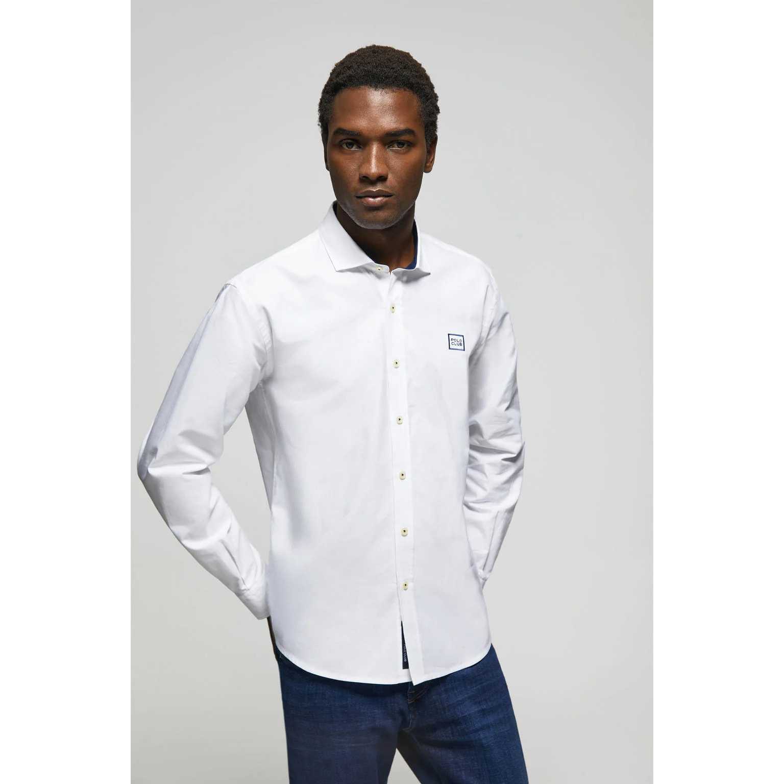 Camicia bianca slim fit con logo Polo Club