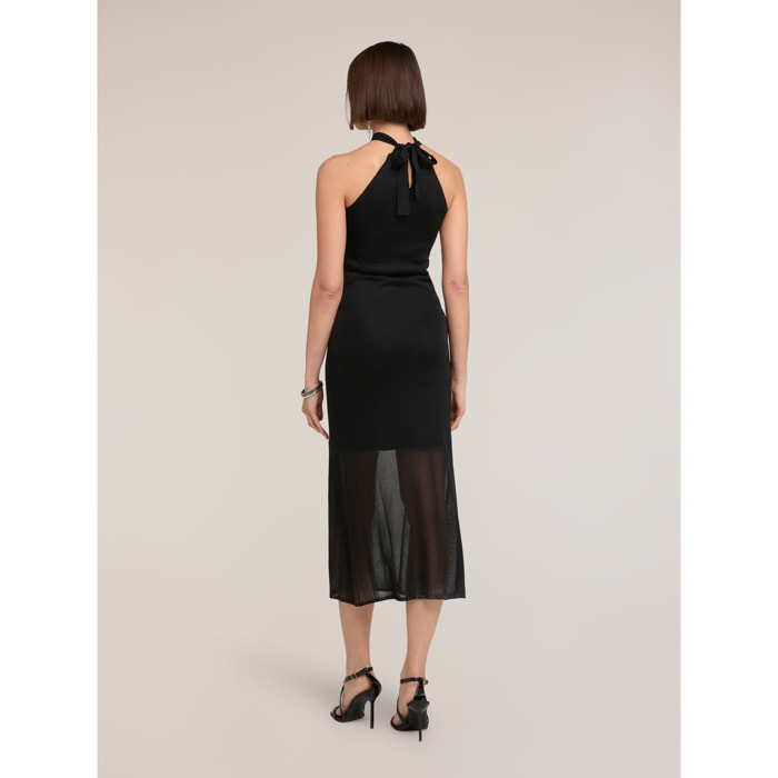 Motivi - Vestido tubo de punto con transparencias - Negro