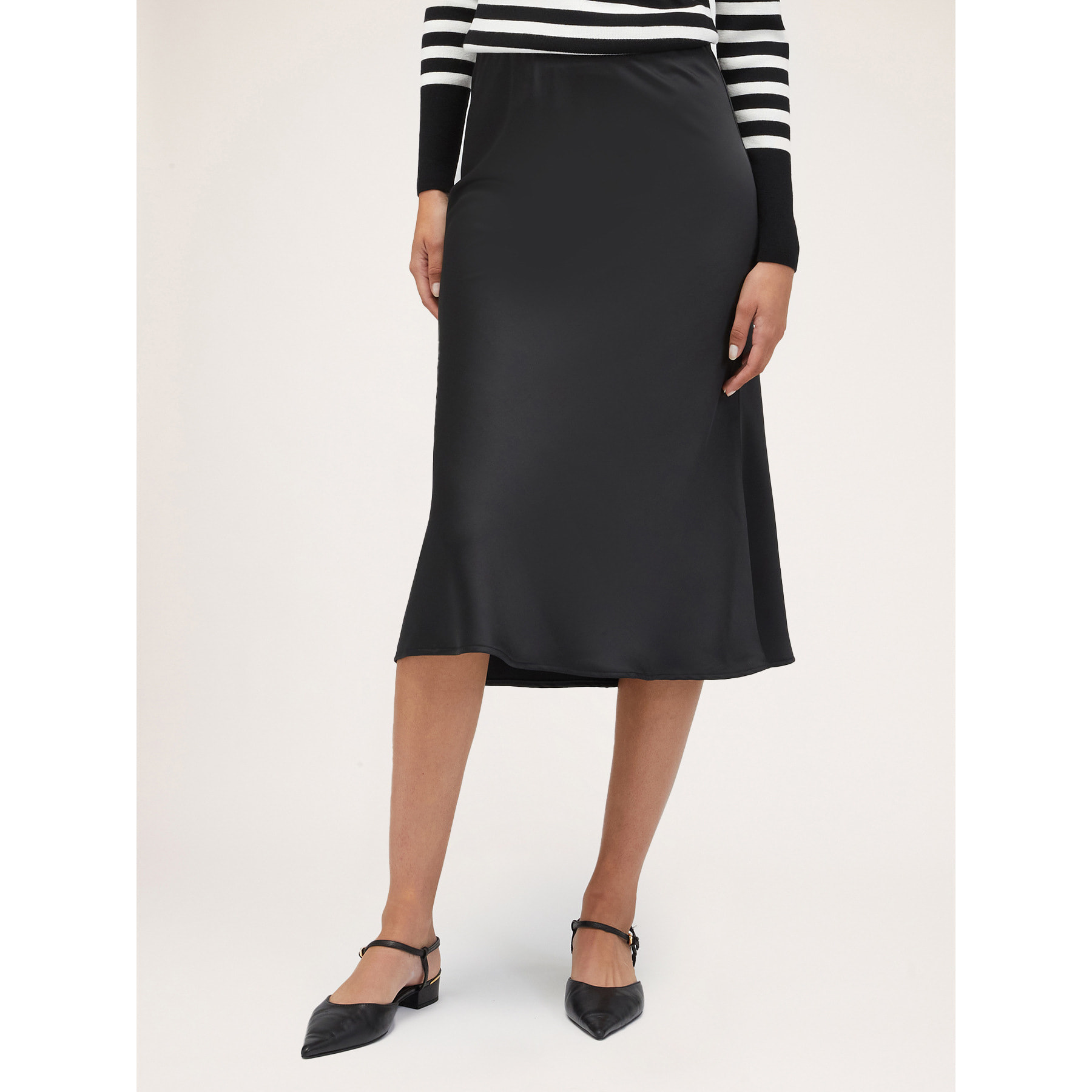 Motivi - Falda longuette en raso - Negro