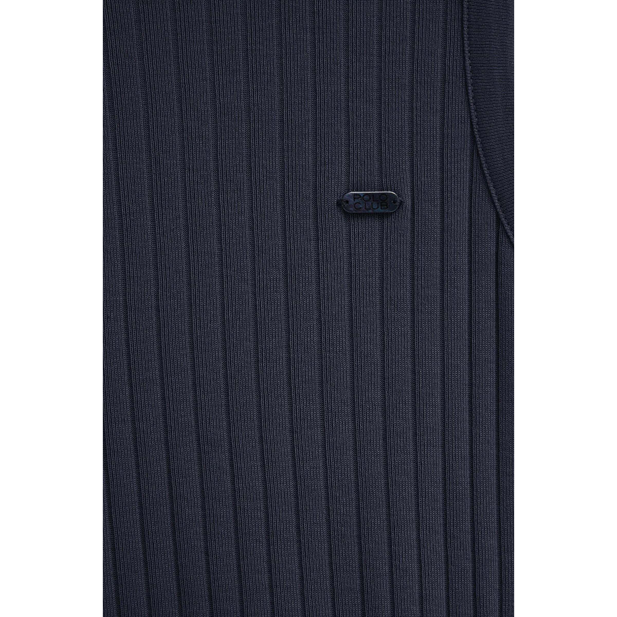 Canotta blu marino a coste con scollo a V e logo Polo Club