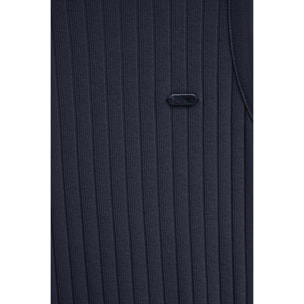 Canotta blu marino a coste con scollo a V e logo Polo Club