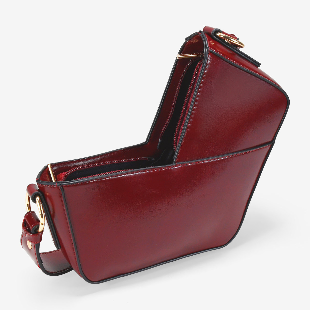 Bolso de hombro rojo asimétrico